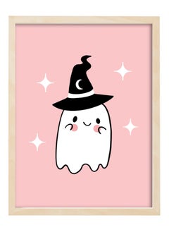 اشتري Halloween Cute Ghost and Witch Hat Framed Poster 30x40cm - Spooky Halloween Wall Art Decor for Kids' Rooms, Home, Nursery, or Party - Trick or Treat Halloween Decoration Gift في الامارات