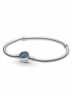 Buy Pandora Moments cubic zirconia sparkling blue buckle chain snake bone chain bracelet 599288C01-18 in UAE