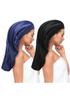 Buy 2pcs Long Satin Sleep Bonnet Extra Large Night Cap for Women in UAE