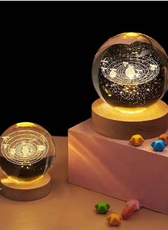 Buy Glowing Solar System Planet Crystal Ball Night Light Decorative Luminous Glass Ball With Starry Sky, Birthday Gift in UAE