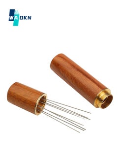 Buy Wooden Handle Needle Coffee Tamper, Espresso Dispensing Stirring Tool, Professional Barista Hand Needle Tool 8 Pin 0.4mm Natural Wood Handle and Storage Box in Saudi Arabia