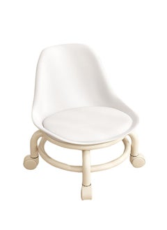 Buy Backrest Chair Pulley Stool Modern Simple Tea Table Stool Shoe Changing Stool Footstool Mobile Seat(White) in UAE