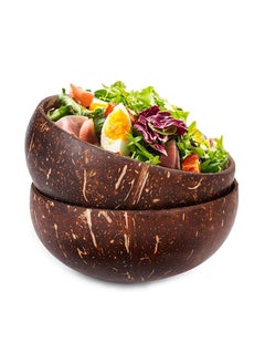 Buy 2 Pack Coconut Bowls, Wooden Salad Bowl Sets With Serving Utensils, 100% Natural Reusable Coconut Shell Bowls for Buddha Popcorn, Serving Dishes, Breakfast, Decoration, Party in Saudi Arabia