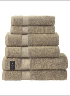 Buy Premium Towel 6-Pcs Set, 100% Combed Cotton 600 GSM, Highly Absorbent, Quick Dry Towel Set Include 2 Bath Towel, 2 Bath Sheet, 2 Hand Towel, Best Set for Bathroom Gym, Hotel And Spa,Light Beige in UAE