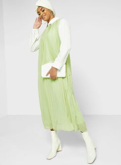 Buy Pleated Solid Dress in UAE