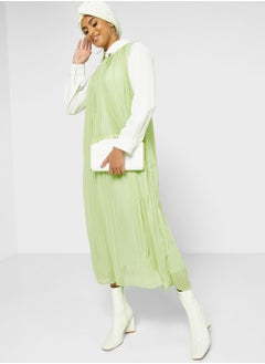 Buy Pleated Solid Dress in Saudi Arabia