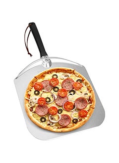 OUII Pizza Peel Aluminum Metal Pizza Paddle - 12 x 14 inch. Pizza Cutter Rocker 14'' Blade Pizza Spatula for Pizza Stone, Pizza Oven Accessories.