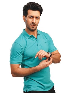 Buy Men's Comfortable Basic Sea Blue Polo T-Shirt in UAE