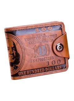 Buy Classic Leather US Dollar Bi-Fold Card Case Brown in UAE