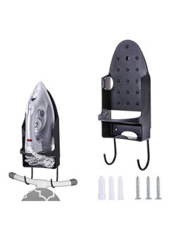 اشتري Ironing Board Holder Wall Mounted Storage Organizer  Electric Iron Holder Household Bathroom Shelf with Heat Resistant Tray Storage Organizer Easily Mount Against Wall Black في الامارات