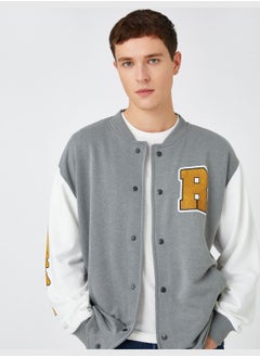 اشتري Basic College Jacket Bomber Neck Pocket Detailed في الامارات