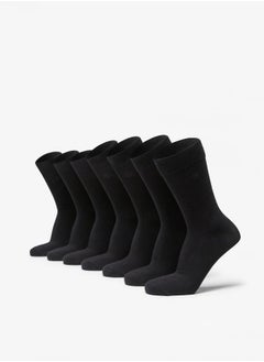 Buy Solid Crew Length Socks - Set of 7 in UAE