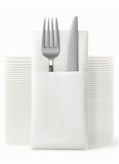 اشتري Disposable Cloth Like Napkins, Built-in Flatware Pocket, Wedding Party Linen Feel White Napkin, Prefolded for Silverware,50 Count في الامارات