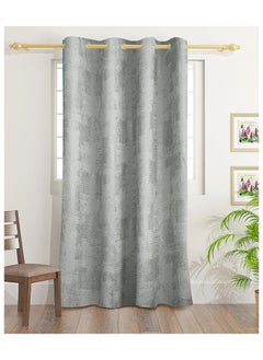 اشتري Sol Blackout Foil Curtains With Groomets - Polyester- Sol Design -Single Window Curtain- Sound, Sunlight And Heat Insulation- 260X140Cm -  Silver في الامارات