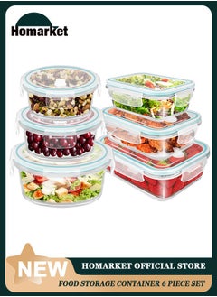 Buy 6Pack Glass Food Storage Containers with Lids, Meal Prep Containers, Airtight Lunch Containers Bento Boxes Food Storage Box with Leak Proof Locking Lids for Microwave, Oven, Freezer, Dishwasher in UAE