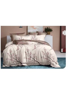 Buy Petals and Floral Designs Single-Size Duvet Cover Set, Multicolour -160x210cm, Fitted sheets size (120x200)+30cm Cotton+Polyester in UAE