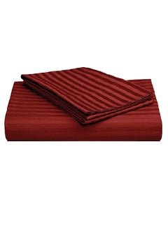 Buy Cotton Twin Striped Fitted Elastic Pack of 3 Bedsheet 120x200+15cm in UAE