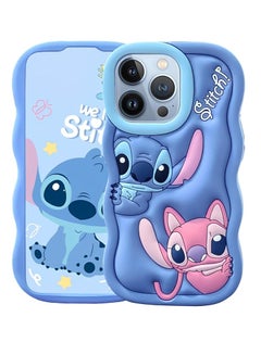 Buy Stitch iPhone 15 Pro Max Case,Stitch 3D Cute Cartoon Women Girls Kids Soft Silicone Protective Phone Cover Case for iPhone 15 Pro Max 6.7 inch Blue in Egypt