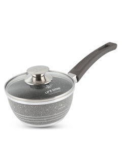 Buy 16CM Non-Stick Aluminium Saucepan with Glass Lid | The Healthy Way to Cook in UAE