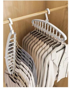 اشتري 2 Pack Folding Hanger Heavy Duty Plastic Clothes Hanger Space Saving Hangers For Clothes Suitable For Jeans Pants Shirts Scarves Sweaters Coats White في الامارات