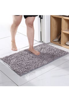 اشتري Chenille Bath Mat Plush Bath Shower Bathroom Rug, Light Grey, 60 X 40 cm في السعودية