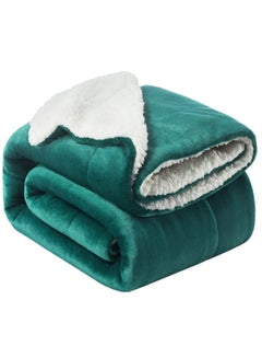 اشتري بطانية شيربا، مقاس فردي، بطانية سرير من القطيفة، مقاس 160 × 220 سم، بطانية من صوف الفانيلا قابلة للعكس، باللون الأخضر في الامارات