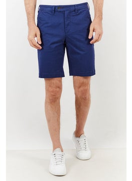 Buy Men Plain Four Pocket Chino Shorts, Blue in Saudi Arabia