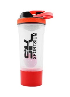 Buy 700ML Protein Powder Shaker Bottle With Handle, Mixer Ball & Twist-and-Lock Storage, Red in Egypt