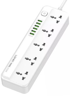 اشتري SC5614 Power Extension Cord with Multi Sockets 5 Universal Outlets Compatible With UK/UAE Plug, 6 Auto ID USB Ports For Mobile Charging, And 2m Extension Cord for Home, Office, Dorm Essentials في مصر
