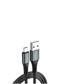 Buy Micro USB Cable 1M Nylon Braided Wire Fast Quick Charger Micro USB 2.0 for Android Charging Compatible and Universal Black in Saudi Arabia