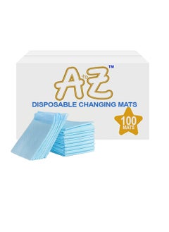 Buy A to Z - Disposable Changing Mat size (45cm x 60cm) Large- Premium Quality for Baby Soft Ultra Absorbent Waterproof - Pack of 100 - Blue in UAE