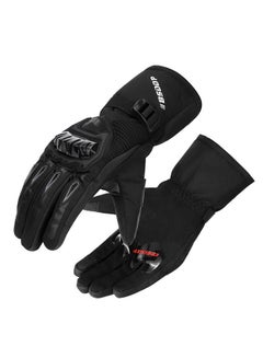 Buy Winter Electric Motorcycle Warm Gloves for Men and Women Thickened and Fleece Waterproof Riding Touch Screen Gloves with Reflective Stripes Black Size XL in Saudi Arabia