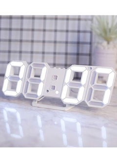 Buy 3D Wall Led Alarm Digital Clock, White Light Number Time Clock with Automatic Brightness Adjustable, 12/24 Hr Time Date Temperature Display, Electric Nightlight Alarm Clock for Modern Home Decoration in Saudi Arabia