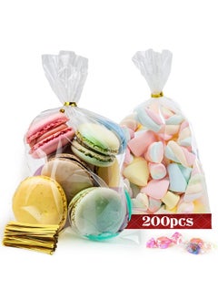 اشتري 200Pcs Cellophane Bags Bulk, 6X9Inch Clear Gift Bags Christmas Treat Bags With Ties Cookie Bags For Toast Candy Bakery Party Wrapping في السعودية