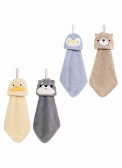 اشتري Cute Animal Hand Towels 4Pcs Ultra Absorbent Fast Drying Kitchen Kids Bathroom Dishcloths Machine Washable Stylish Design في الامارات