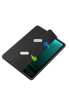اشتري Transparent Hard Shell Back Trifold Smart Cover Protective Slim Case for Samsung Galaxy Tab S9 FE Plus Black في السعودية