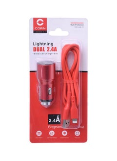 Buy Car Charger CORN CC003-A iPhone - Red in Egypt