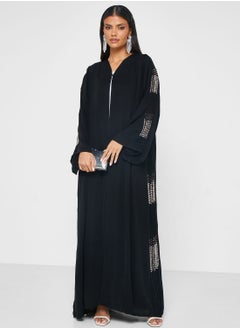 Buy Embellished Lace Detail Abaya in Saudi Arabia