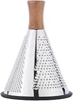 Buy Stainless Steel Triple Grater for Vegetables and Cheese, Conical Grater with 3 Grating Wooden Handle and Non-Slip Rubber Base Multifunctional Grater in Egypt