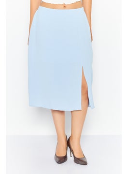 اشتري Women Solid Casual Midi Skirt, Blue في الامارات