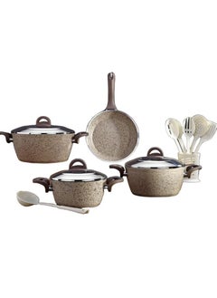 Buy 14-piece granite cookware set with stainless steel lid, made in Turkey in Saudi Arabia