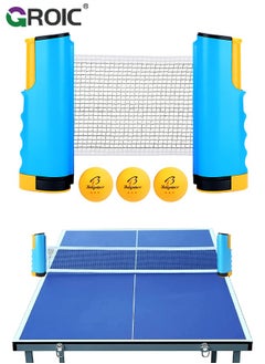 Buy Portable Ping Pong Net Stes with 3Pcs 3-Star Ball, All-in-One Retractable Table Tennis Net Up to 70" Wide, Can be clamped on Any Desktop Less Than 2" Thick, Premium Family Fun Game in UAE