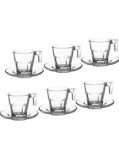 Buy A Coffee And Espresso Set Consisting Of 6 Cups + 6 Saucers Made Of Turkish Crystal in Saudi Arabia