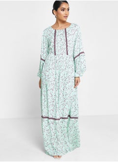 Buy Puff Sleeve Printed Jalabiya in UAE