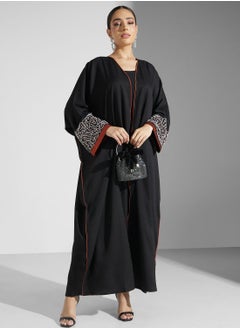 Buy Embroidered Cuff Detail Abaya in Saudi Arabia