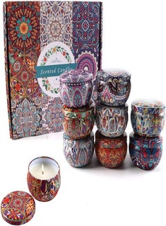 Buy Luxury Scented Candles Gift Set Aroma Tin Jar Natural Soy Wax 9 set for Men and Women in Saudi Arabia