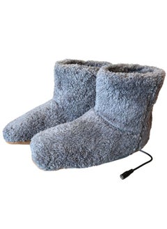 Buy USB Warm Heating Winter Boots Cotton Slippers Indoor Furry Boots Plush Slippers Winter Anti Skid Cozy Memory Fluffy Shoes Women Men Kids in UAE