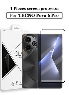 Buy 1 Pieces Full Cover Glass Screen Protector For TECNO Pova 6 Pro 5G Black/Clear and Screen Protector Accessories in Saudi Arabia