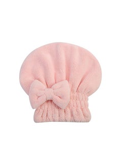 Buy Women's Solid Color Thickened Coral Velvet Dry Hair Cap, Microfiber Thickened Shower Cap, Bamboo Charcoal Fiber Quick Drying Absorbent Bow Wrap Headscarf (Pink) in UAE