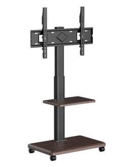 Buy Mobile Floor TV Stand for 32 to 70 inch TVs with Wooden 2 Storage Base,Portable Mobile Cart with Wheels, with Swivel Mount,Corner Universal Stands for Bedroom, Outdoor in Saudi Arabia